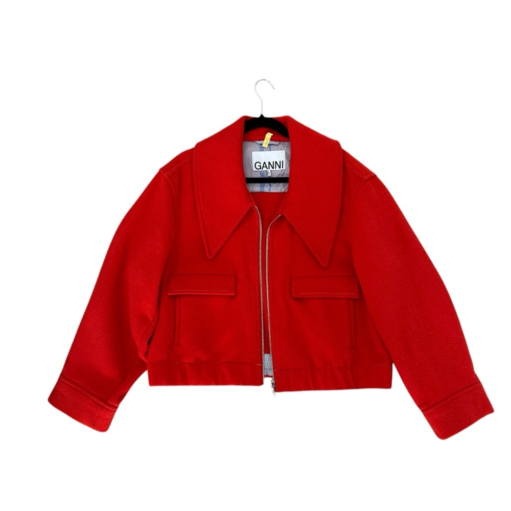 GANNI WOOL WIDE COLLAR JACKET